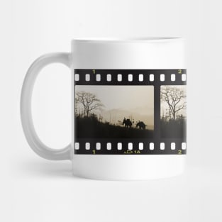 Elephants Trekking In The Jungle Triptych Photograph Mug